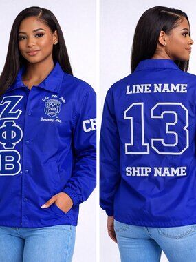 Custom Greek Letter Line Jacket | Personalized Sorority Style | Handmade Custom
